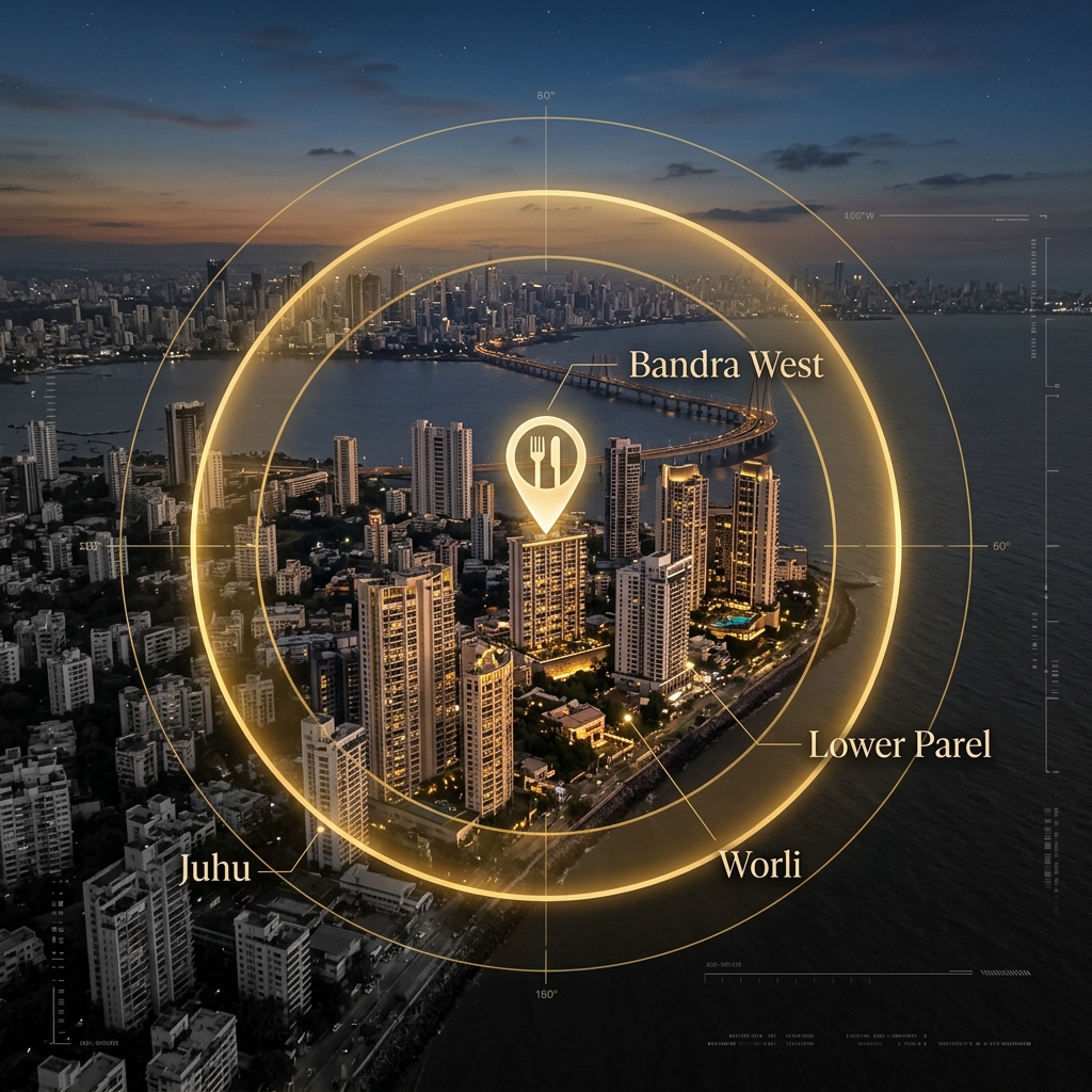 Geographic micro-targeting map for fine dining Meta Ads - Restaurant Meta Ads India | ThePieCraftMarketing