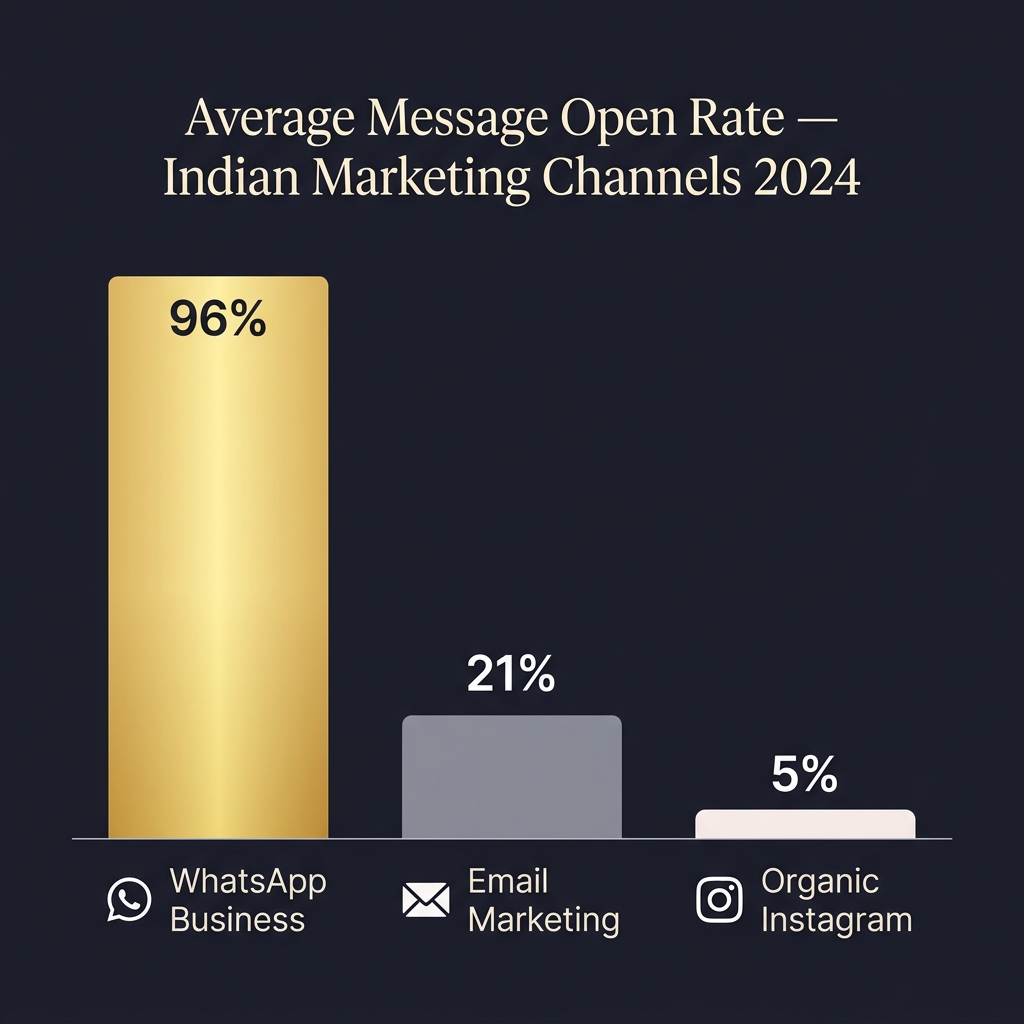 WhatsApp vs Email vs Instagram open rate comparison - WhatsApp marketing for restaurants India | ThePieCraftMarketing
